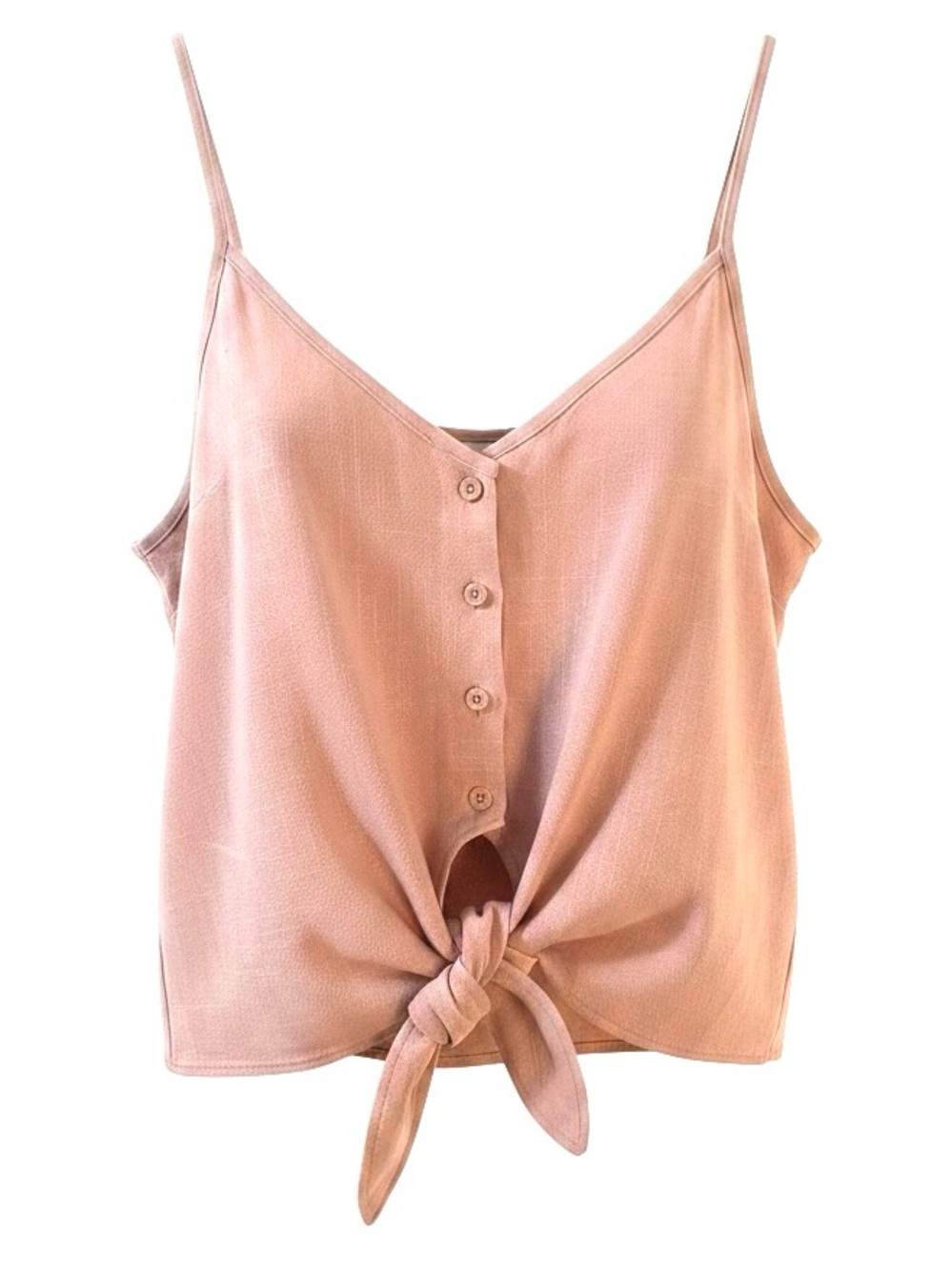 Topshop Polly Tie Front Tank Top Mauve Pink Button Front Cami Size 8 - Picture 2 of 9
